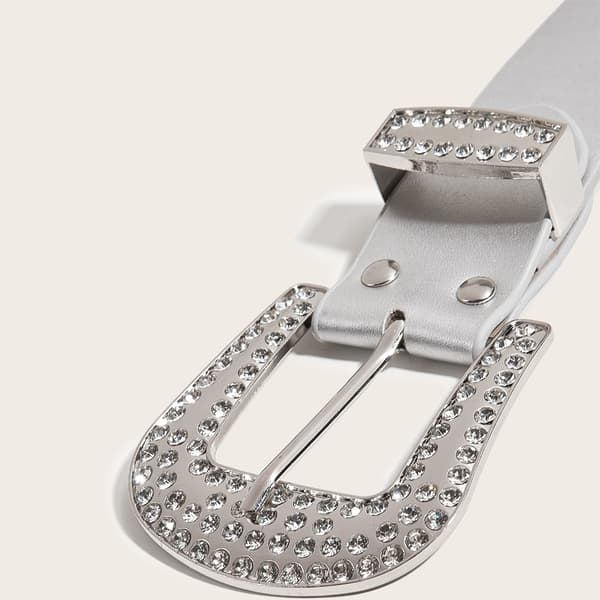 Belte med Rhinestones Rhinestones Stropp HVIT White