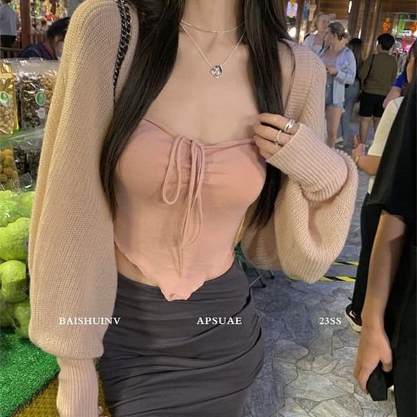Seksikäs Sling Crop Top SININEN Blue