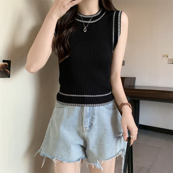 Rundhals T-shirt Vest SORT SORT Black