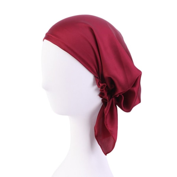 Satin Cap Bowknot Sleep Hat RÖD red