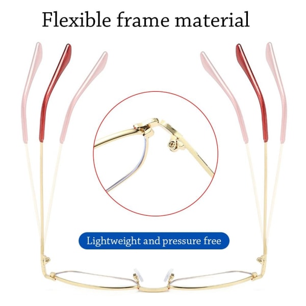 Anti-blåt lys læsebriller Firkantede briller RØD STYRKE Red Strength 350