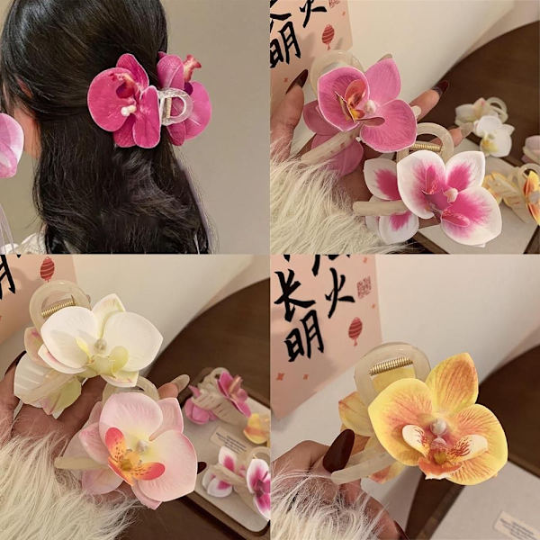 Orchid Butterfly Hair Clip Sløjfe Blomst Hårclips PINK&WHITE pink&white