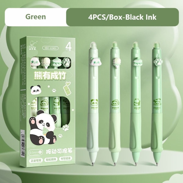 4 STK/Eske Sletbar Pen Gel Pen GRØN SORT Blæk SORT Blæk Green Black Ink-Black Ink