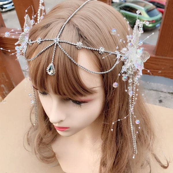 White Butterfly Hair Clip morsiamen tiara #1 #1