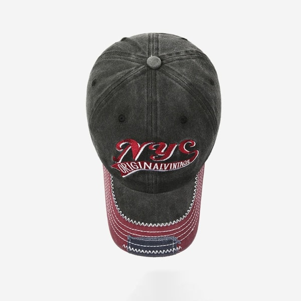 NYS Broderi Baseball Kepsar Distressed Faded Hats GRÅ grey