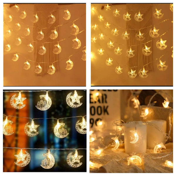 Eid Mubarak LED-ljusslingor Ramadan Kareem Fejäljus 1.5M