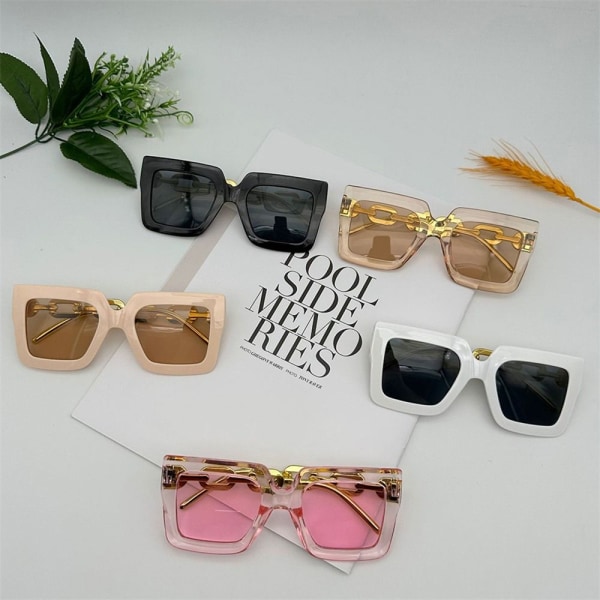 Oversized Square Sunglasses Beach Sunshade Sunglasses CLEAR Clear Pink