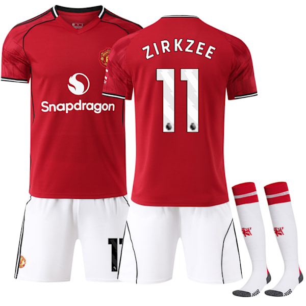 Manchester Unitedin lasten kotipelipaita ja -setti kaudelle 2025-2026, nro 11 Zirkzee 26