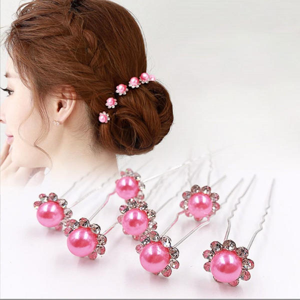 20 kpl Pearl Flower Hairpin Stick morsiamen hiusneula VALKOINEN White