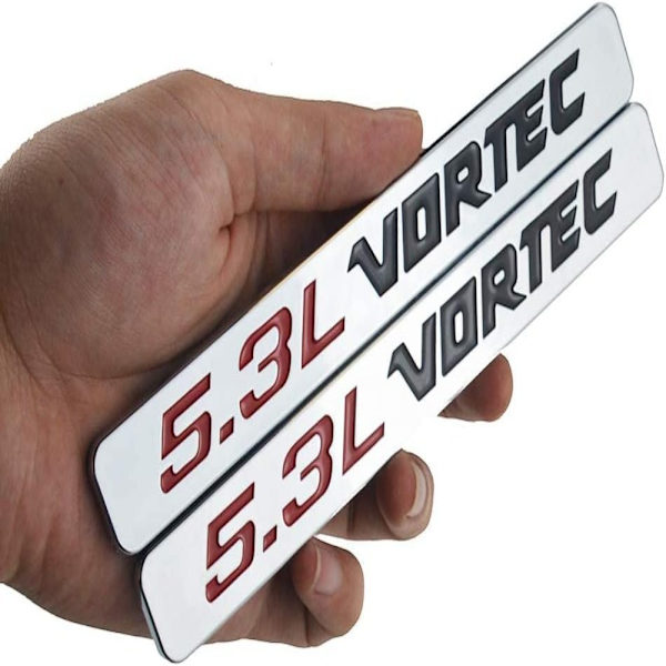 2 kpl 5.3L VORTEC konepellin tunnusmerkit 3D kirjainlogo auton moottorimerkki