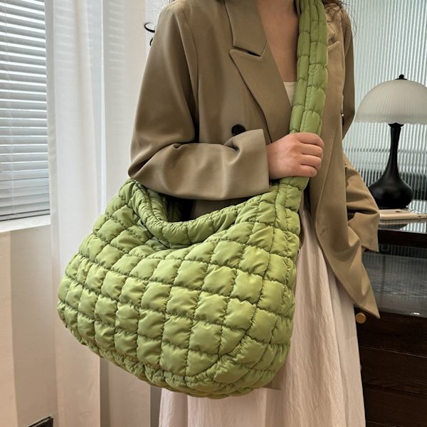Tikattu kangalaukku naisille KHAKI-kangaskassi Khaki