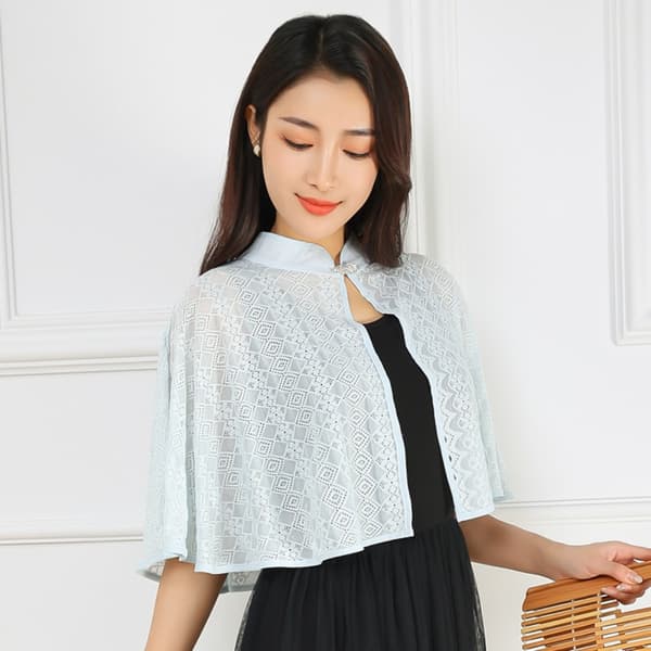 Rose Jacquard Polyester Sjal Solbeskyttelse Skjerf BLÅ Blue
