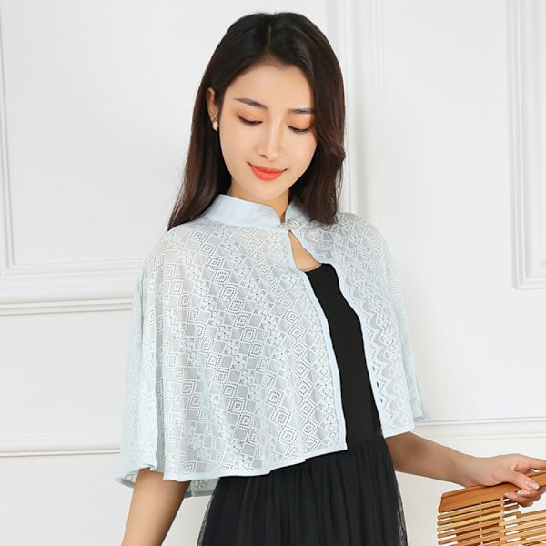 Rose Jacquard Polyester Sjalar Solskyddssjal BLÅ Blue