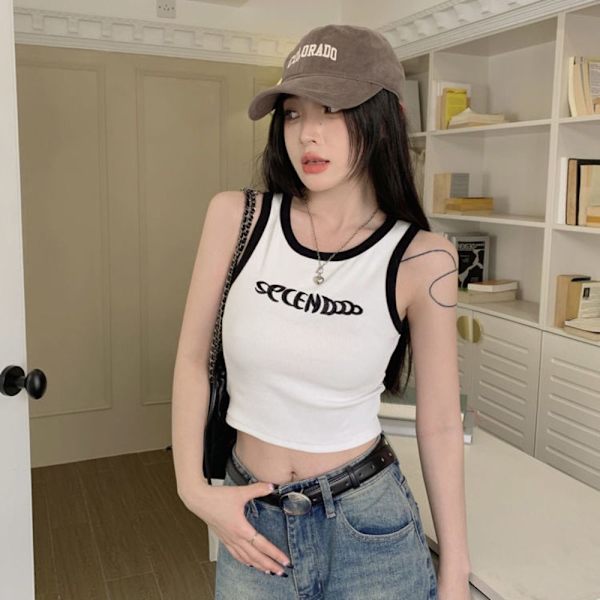 Dame Crop Topper Bralette Vest GRÅ L Gray L