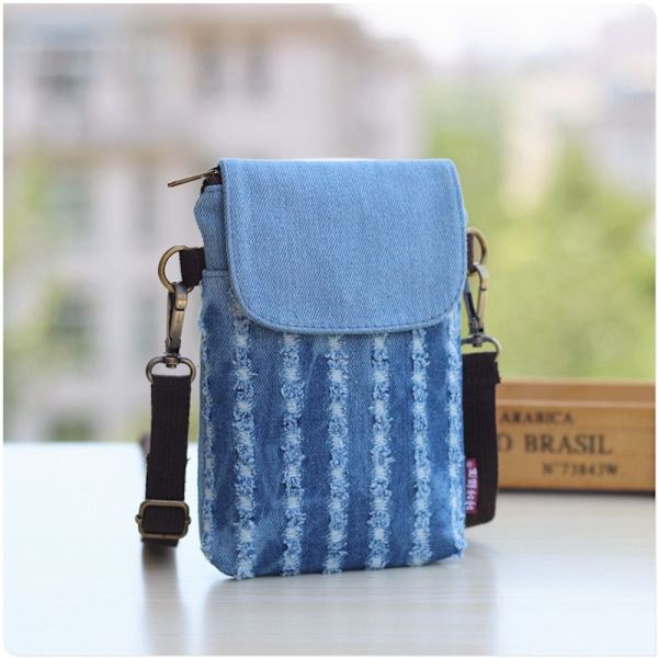 Denim Skulder Crossbody Bag Mobiltelefonveske 3 3 3