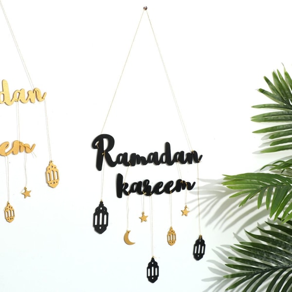 2023 Eid Mubarak Ramadan Kareen Decor Moon And Star black