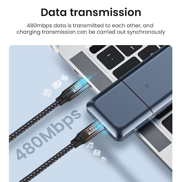 USB C till USB Typ C Kabel Data Linje 1M 1m