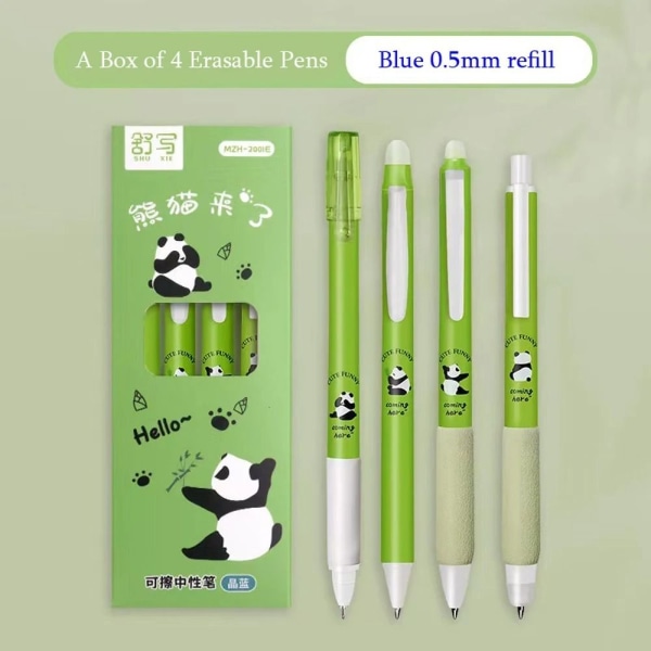 4 stk/sett tegneseriedyr Slettbar penn Panda magiske penner B B B