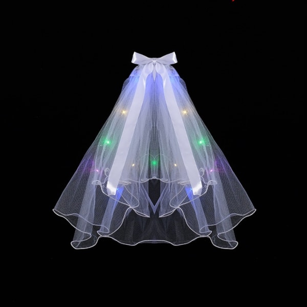 Glow Wedding Veil Bowknot Pearl Veil CLOLOR LIGHT CLOLOR LIGHT clolor light