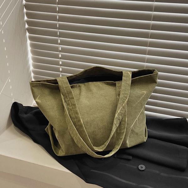 Blød Corduroy taske Dame Canvas Håndtaske GRØN green