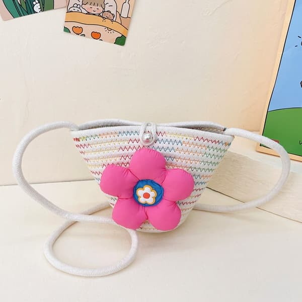 Barn Crossbody Väska Bomullsvävd Väska VIT white