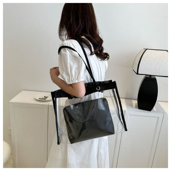 PVC Transparent Taske Skuldertaske SORT black