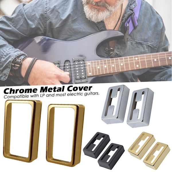 2 stk Krommetalcover Humbucker Pickupcover SØLV H H Silver H-H