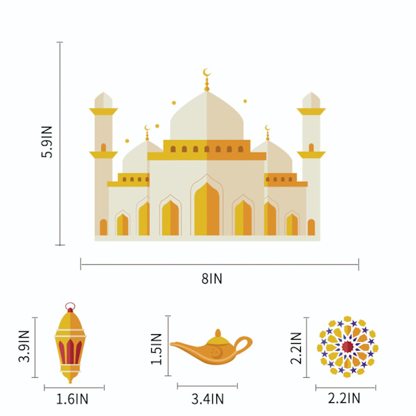 Ramadan Vindueklistermærker Vægsticker Eid Mubarak