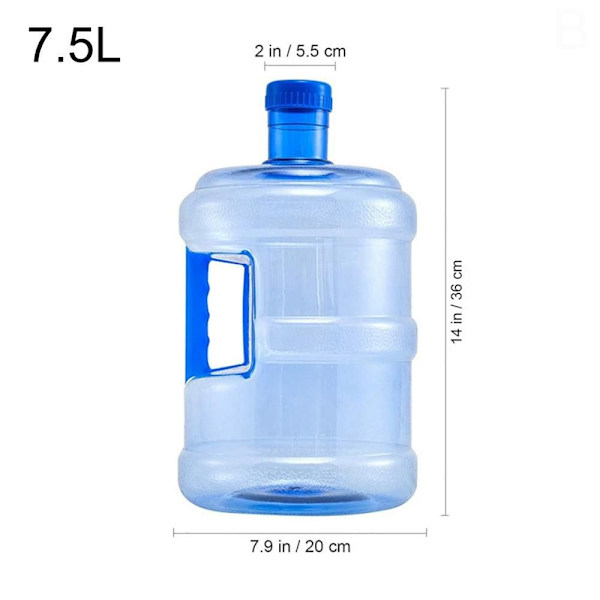 1kpl puhdasvesipullo kannu kivennäisvesisäiliö 7,5l 7,5l 7.5L