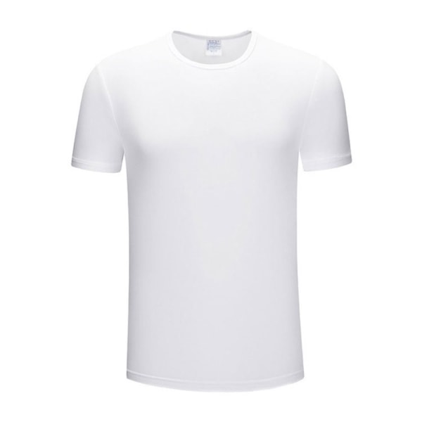 Hvid T-shirt med rund hals til mænd ensfarvet toppe L L