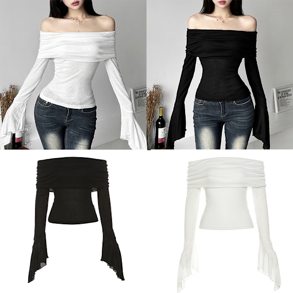 Langermede T-skjorter Cropped T-skjorte HVIT M White M