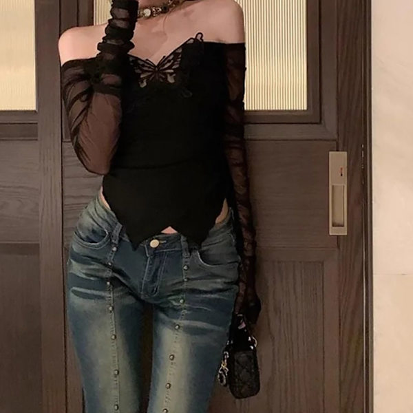 Off shoulder T-paidat Rajatut topit VALKOINEN L White L