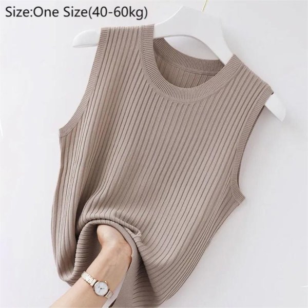 O-hals Bluse Ærmeløs Bluse BEIGE beige