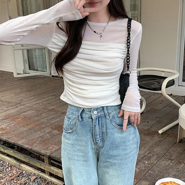 Langermet Cropped Topp LYSEGRØNN S Light green S