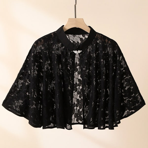 Rose Jacquard Polyester Sjalar Solskyddssjal SVART Black