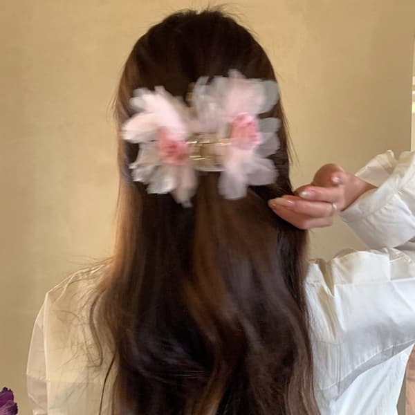 Fransk Blomsterhårklemme LYSERØD Light Pink