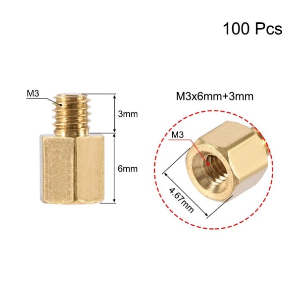 100 st Hex PCB Moderkort Spacer Standoff 100PCSM3X8MM M3X8MM 100pcsM3x8mm