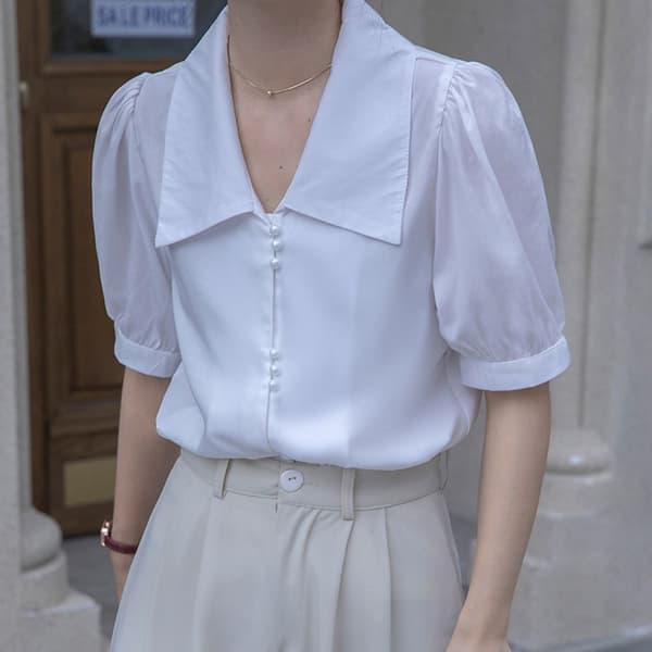 Bluse med halve ermer, dame, HVIT M White M