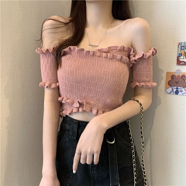 Off-shoulder blusar One-line axelneck ROSA pink