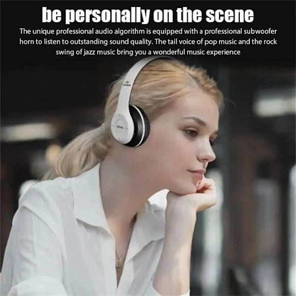 Bluetooth -hörlurar hopfällbara headset VIT white
