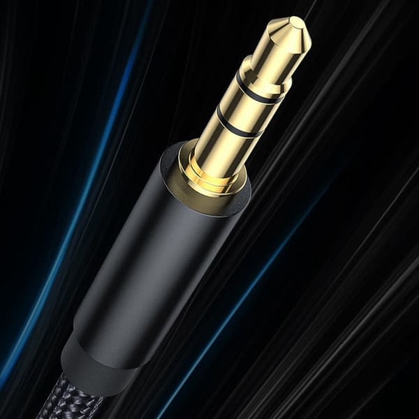 AUX-kabel, flätad, svart, 1,5 m Black 1.5m-1.5m