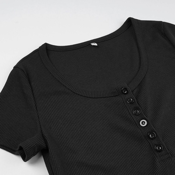 Kortærmede Crop Tops SORT M Black M