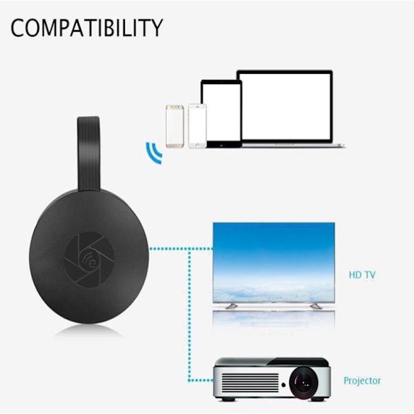 G2 langaton näytön peilauslaite, mobiili WiFi teräväpiirto HDMI-projektori 1080P