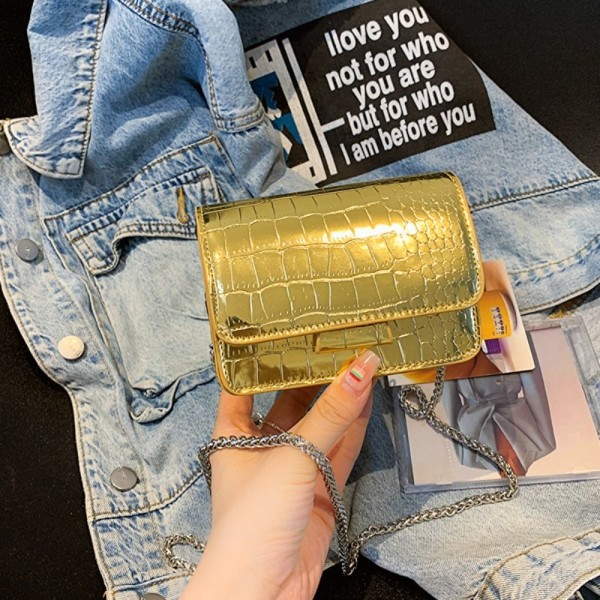 Chain Messenger Bag Mini Square Sling Bag GOLD gold