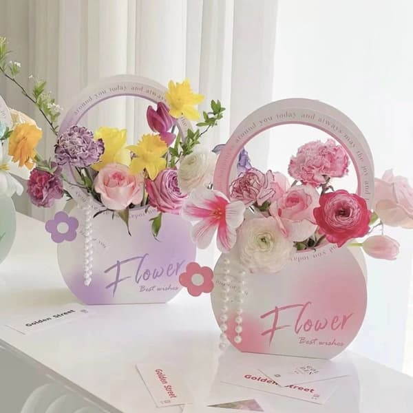 Vikbar Blomlåda Bukett Omslagsbox ROSA Pink