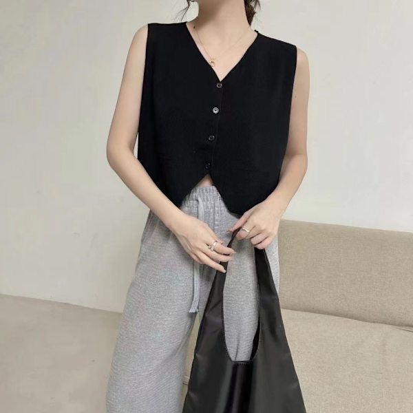 V Neck Sling Vest SORT SORT Black