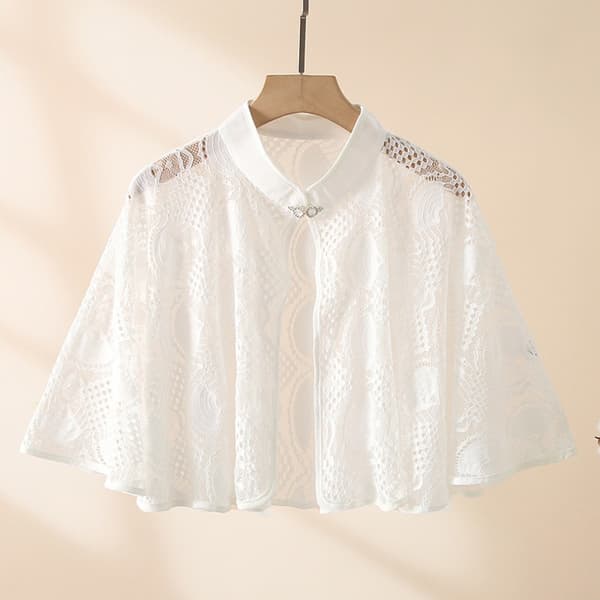 Rose Jacquard Polyester Sjal med Solbeskyttelse, SORT Black