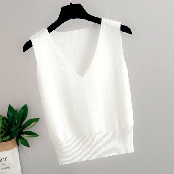 V-hals Stropp Vest HVIT White