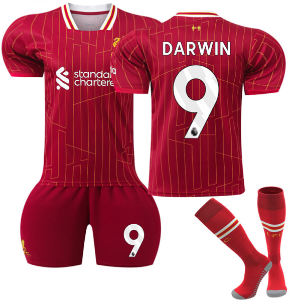2024-2025 Liverpool Home Kids Fotbollströja Kit med strumpor nr 9 Darwin Núñez 18