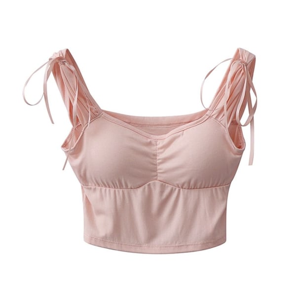 Short Tube Top Fishbone Strap Camisole PINK pink